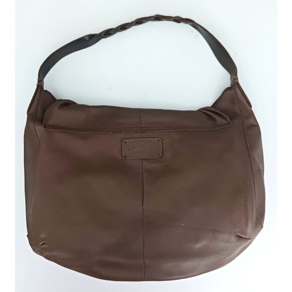 Lucky Brand Flap Hobo Brown Leather Hollywood & Vine Brass Feather Bag Charms - Picture 5 of 10